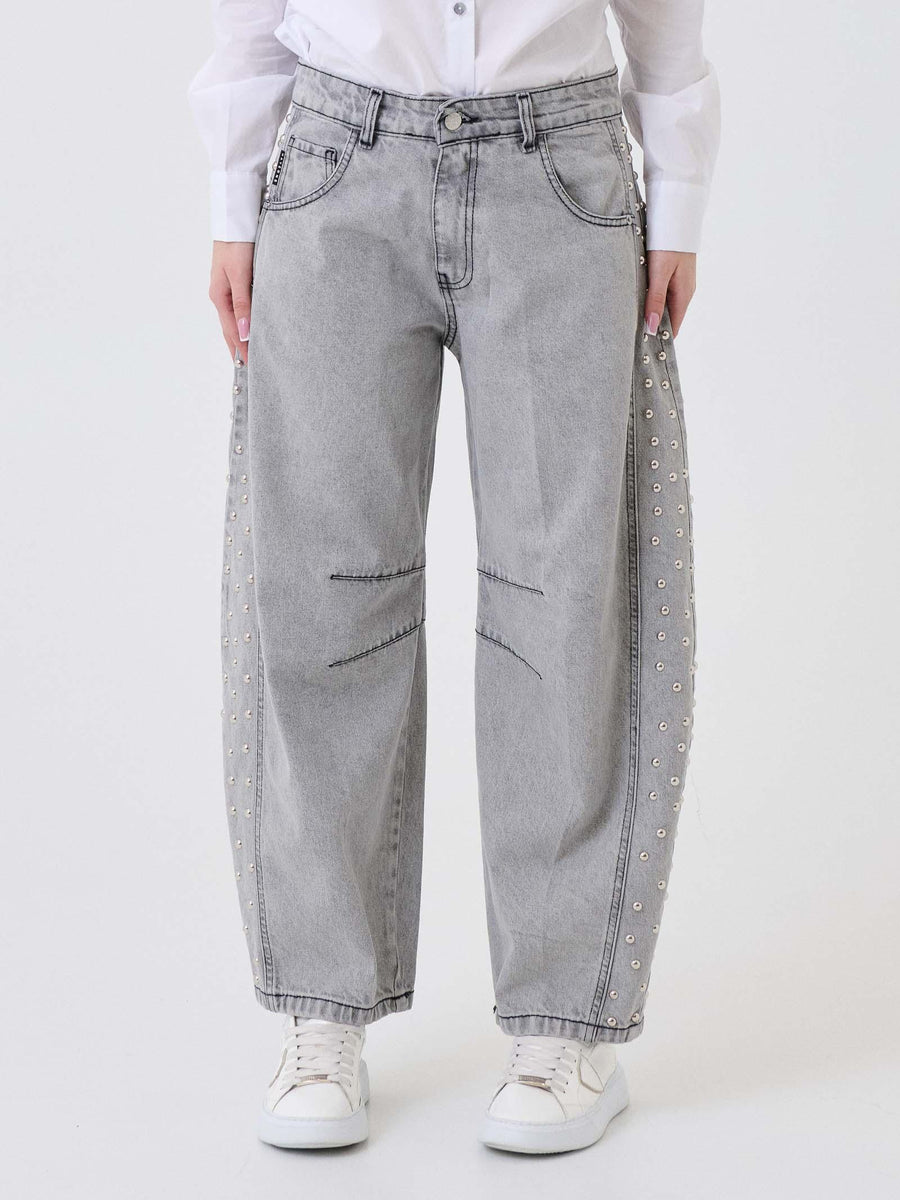 Jeans ballon Haveone grigio con borchie laterali PGZP082 UNI Haveone 