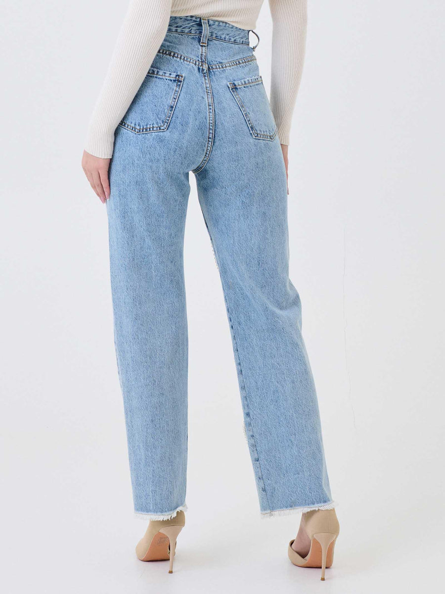 Jeans "Grifon" Bohemian Vì azzurro con perle e strass all over SC02APP UNI Bohemian V 