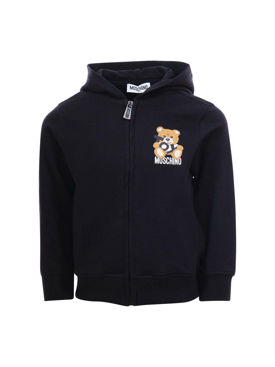 Felpa con cappuccio Moschino nera con teddy toy sul petto HUF093 60100 Moschino 