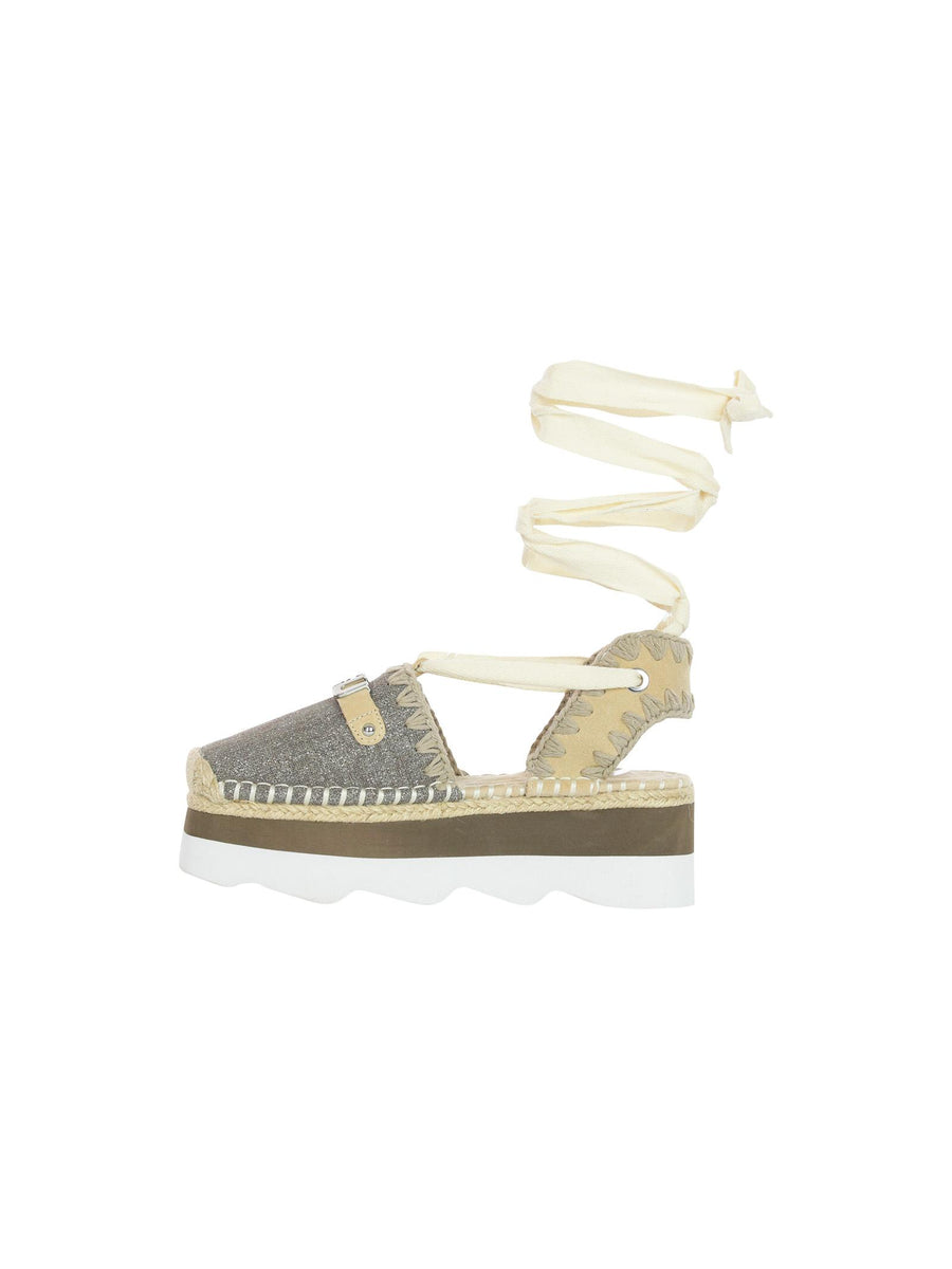 Espadrillas suola alta con logo metallico e glitter SW591000K CHA Mou 
