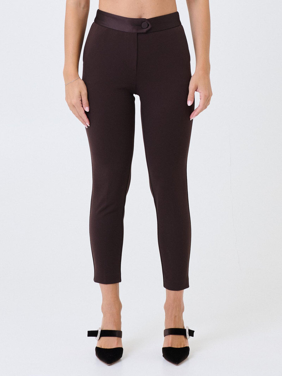 Pantalone slim Imperial moro con fascia in raso in vita PVN2KAW MORO Imperial 