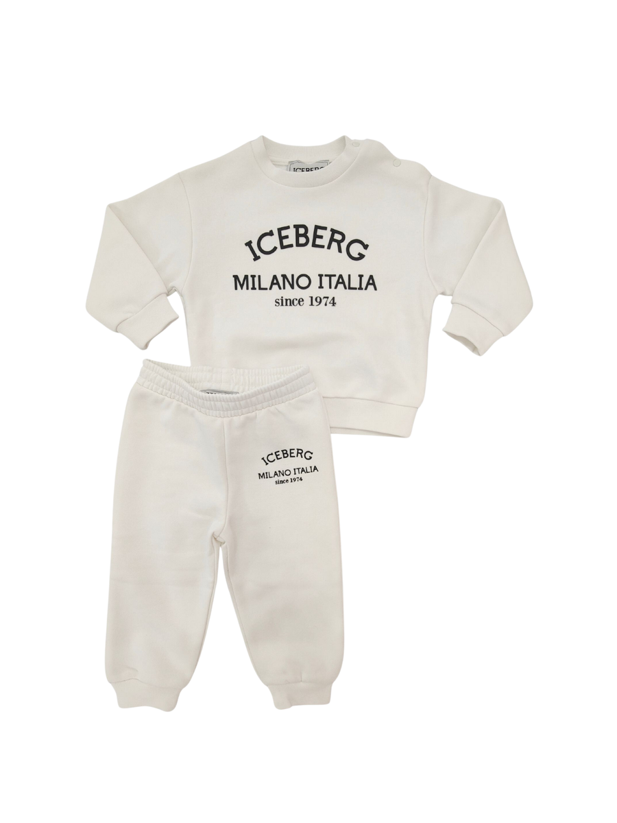 Completo Iceberg bianco con stampa logo lettering COMICE5300B MILK Iceberg 