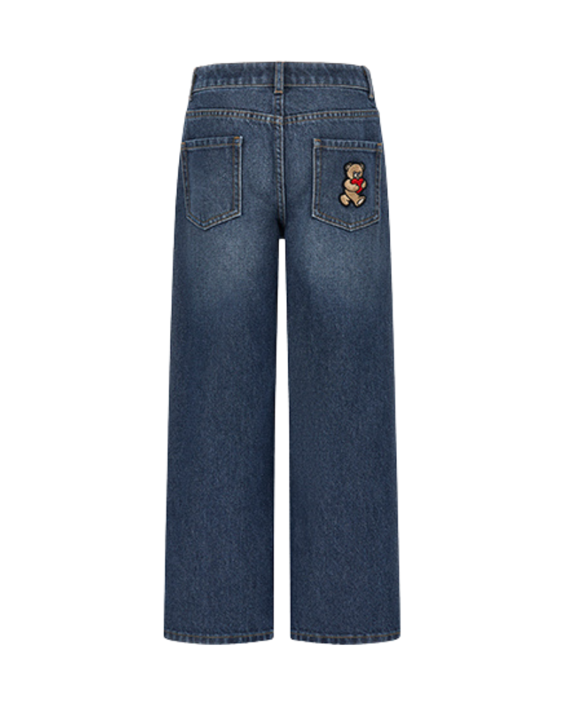 Jeans Moschino in denim con logo ricamato e teddy patch HDP06M 40244 Moschino 