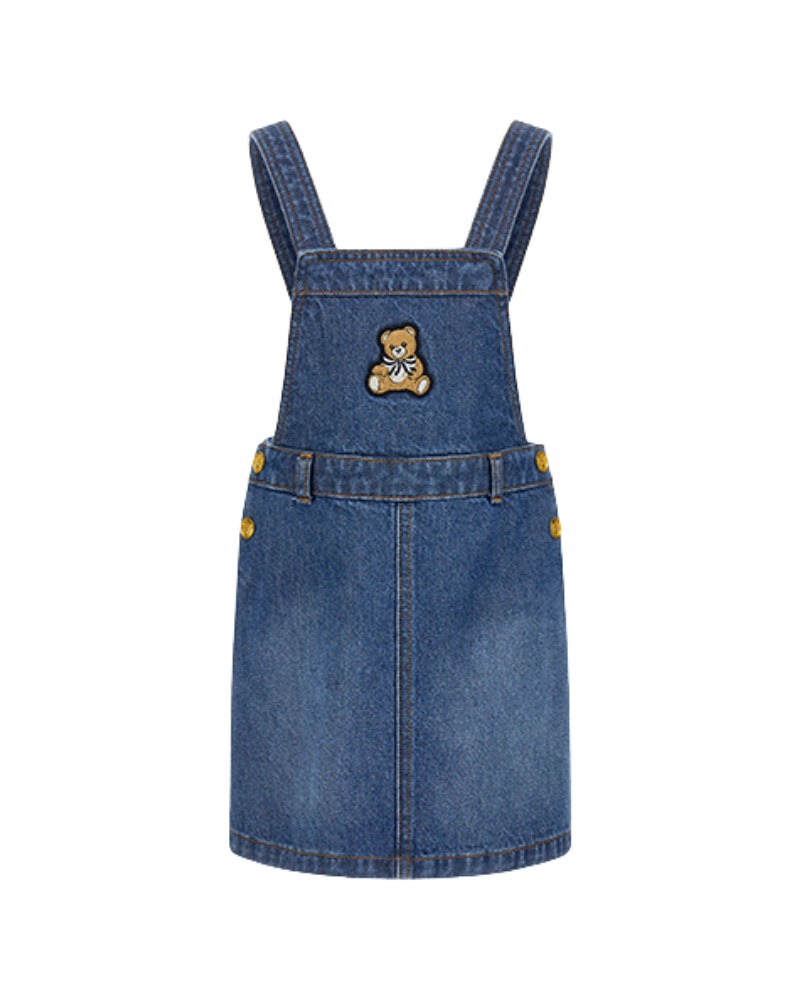 Salopette Moschino in denim con orsetto ricamato HDJ03V 40139 Moschino 
