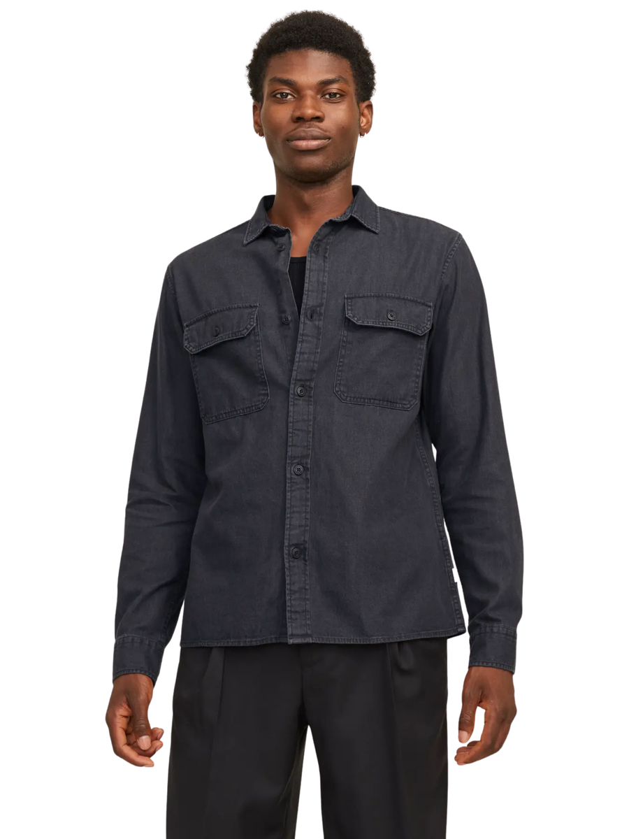 Camicia Jack & Jones nera in denim 12269262 Black Denim Jack & Jones 
