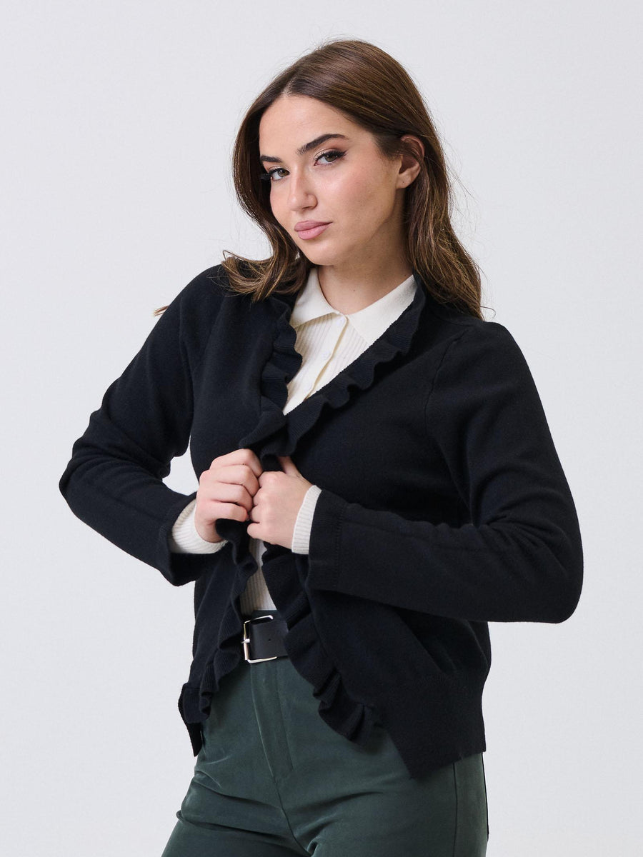 Cardigan Armoire nero con arricciature ai bordi IT1598 NERO Armoire 