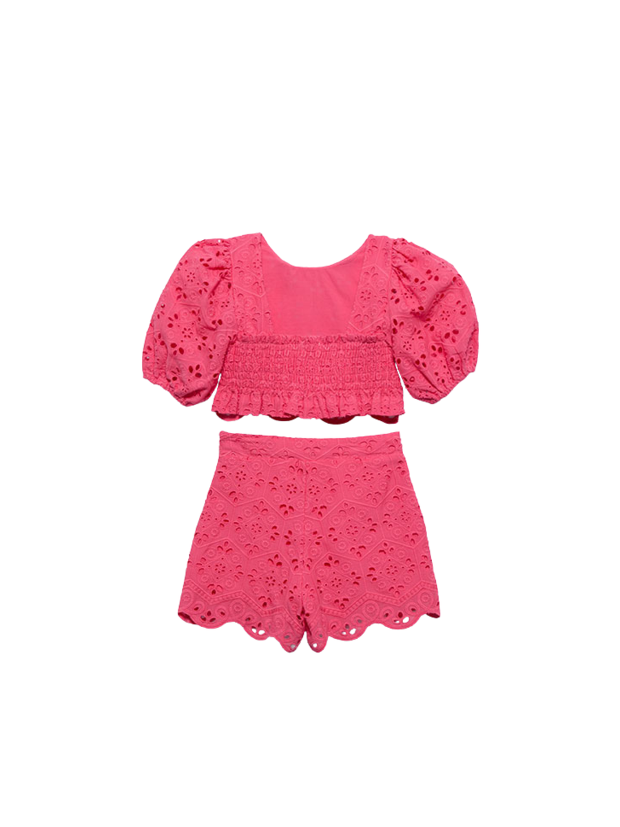Completo Abel & Lula fucisa con maniche a palloncino e shorts in pizzo 5231 FUC Abel & Lula 