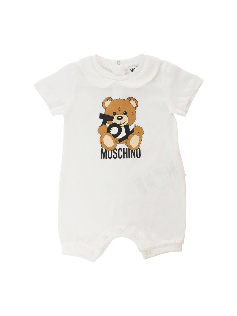 Tutina Moschino bianca con colletto e teddy toy frontale MUT049 10101 Moschino 