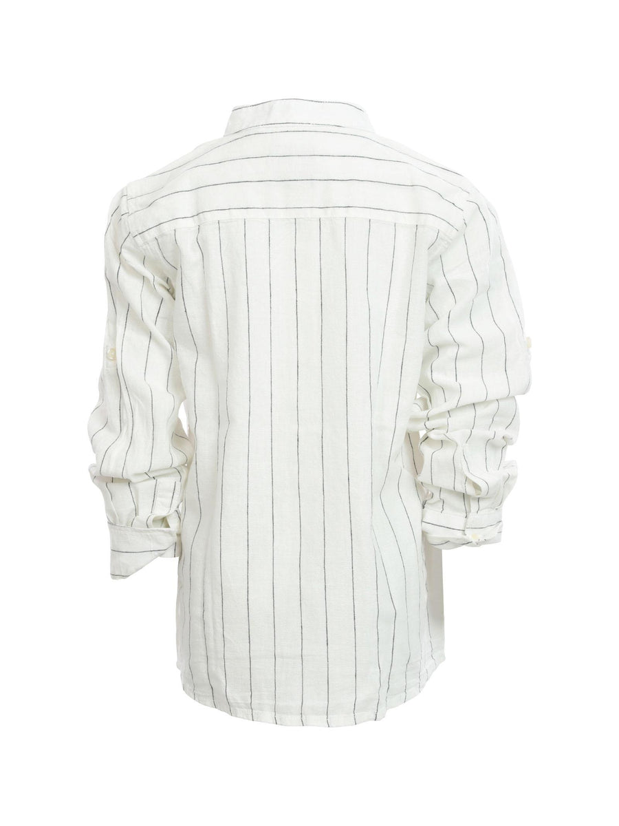 Camicia a manica lunga avorio gessata in misto lino CMD4102J PANNA Dan John 