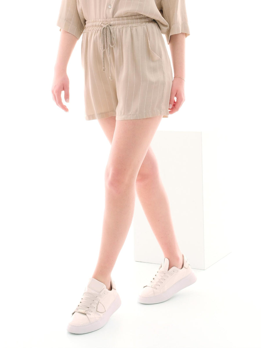 Shorts Armoire beige in raso a righe D778P PAPIRO Armoire 