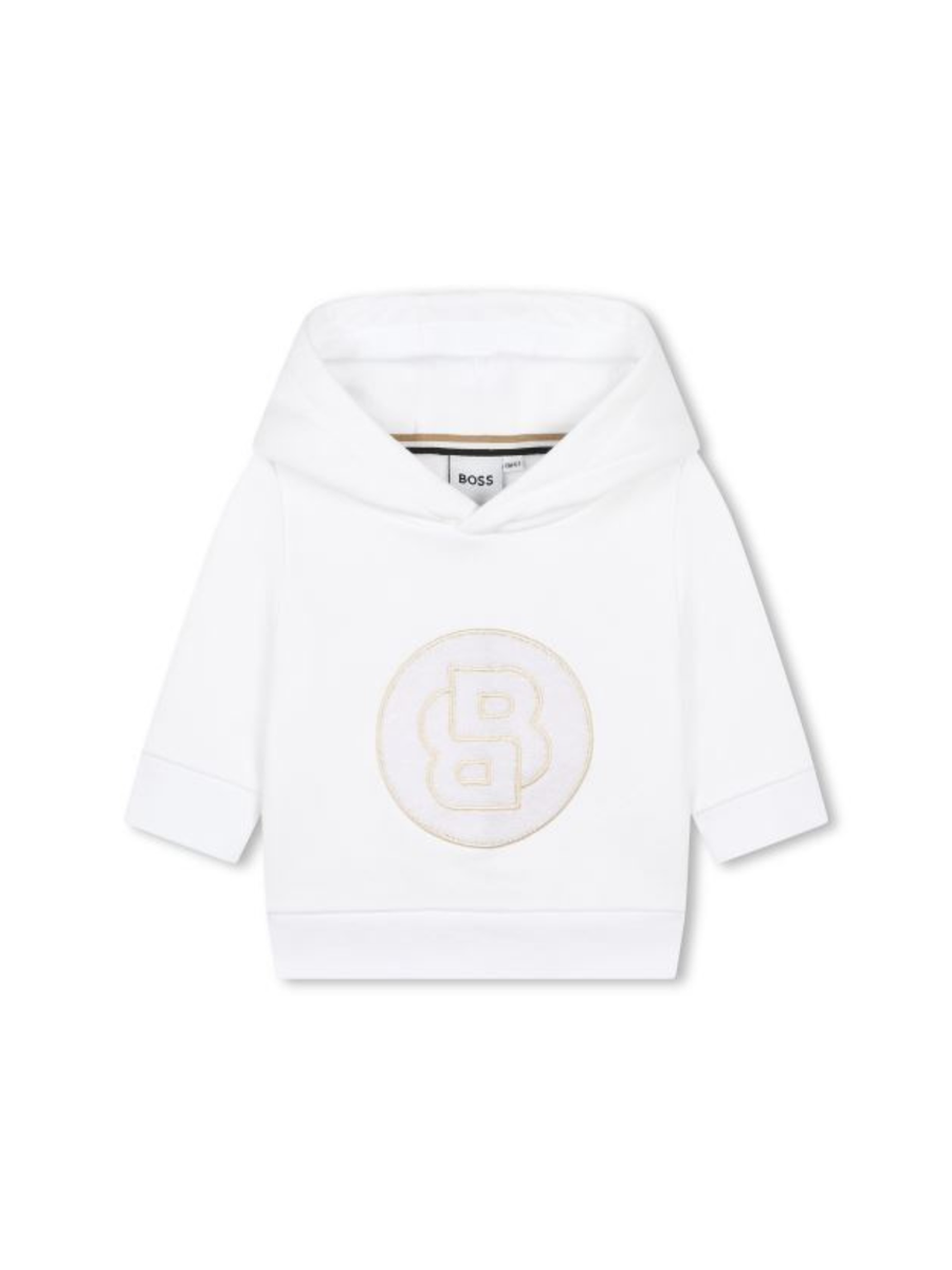Felpa Boss bianca cappuccio e logo tondo J51258 10P Boss 