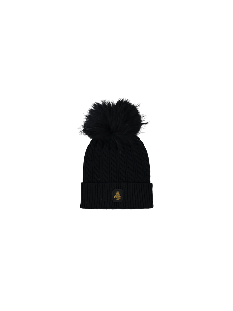 Cappello intrecciato Refrigiwear nero con pompon RG1462 NERO Refrigiwear 