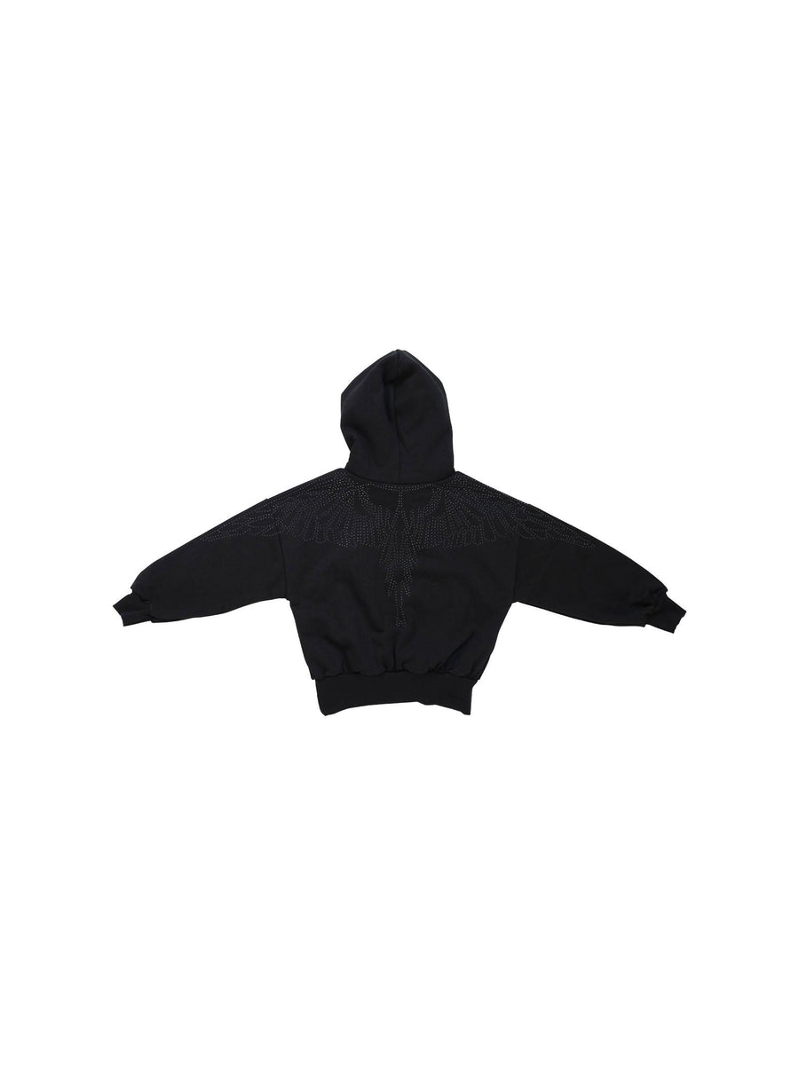 Felpa con cappuccio County of Milan nera con ali in strass tono su tono HS012 110 County of Milan 