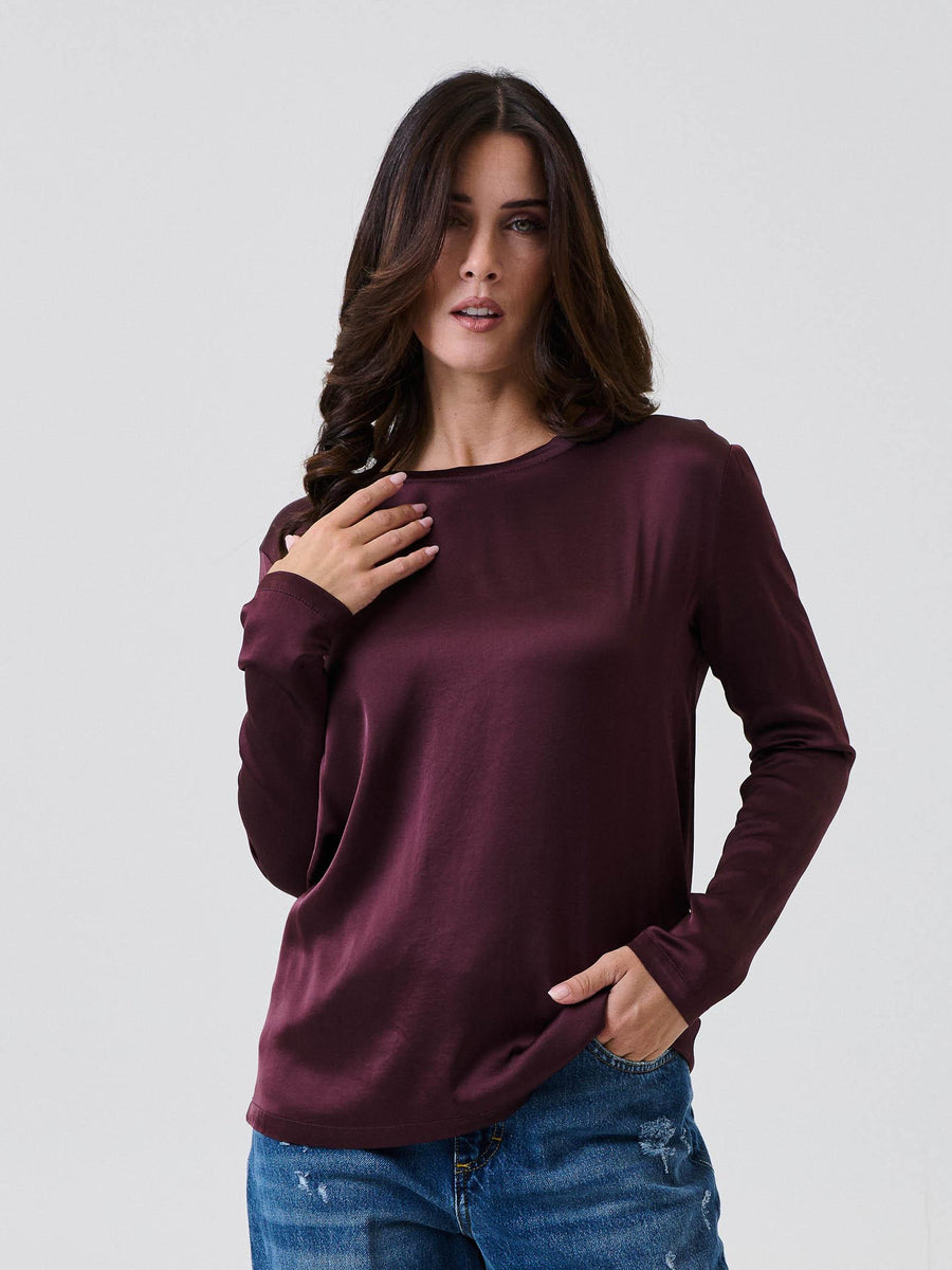 T-Shirt a maniche lunghe Vicolo vino effetto seta TF0244 VINO Vicolo 