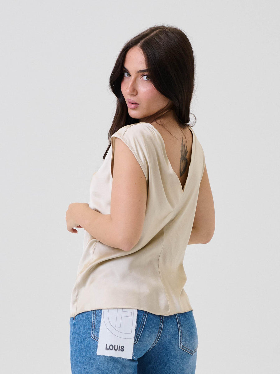 Bluse satinata Armoire beige con scollo morbido F8989T97Q LANA Armoire 