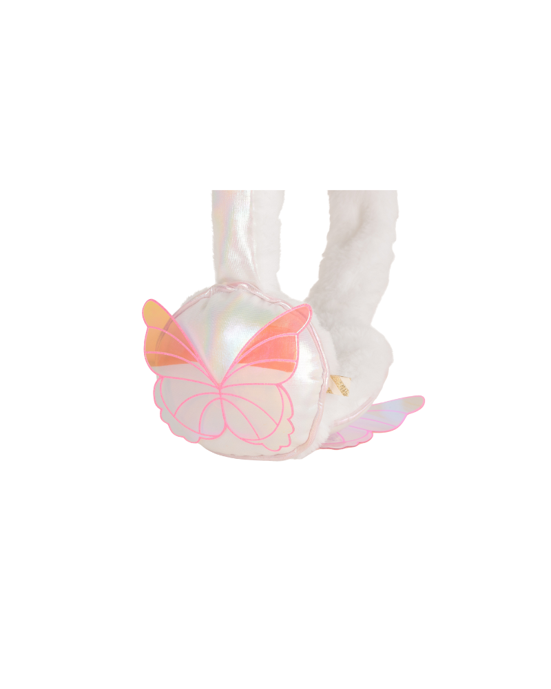 Cuffie in peluche Billie Blush bianche con dettagli iridescenti e farfalle rosa U21506 10P Billie Blush 