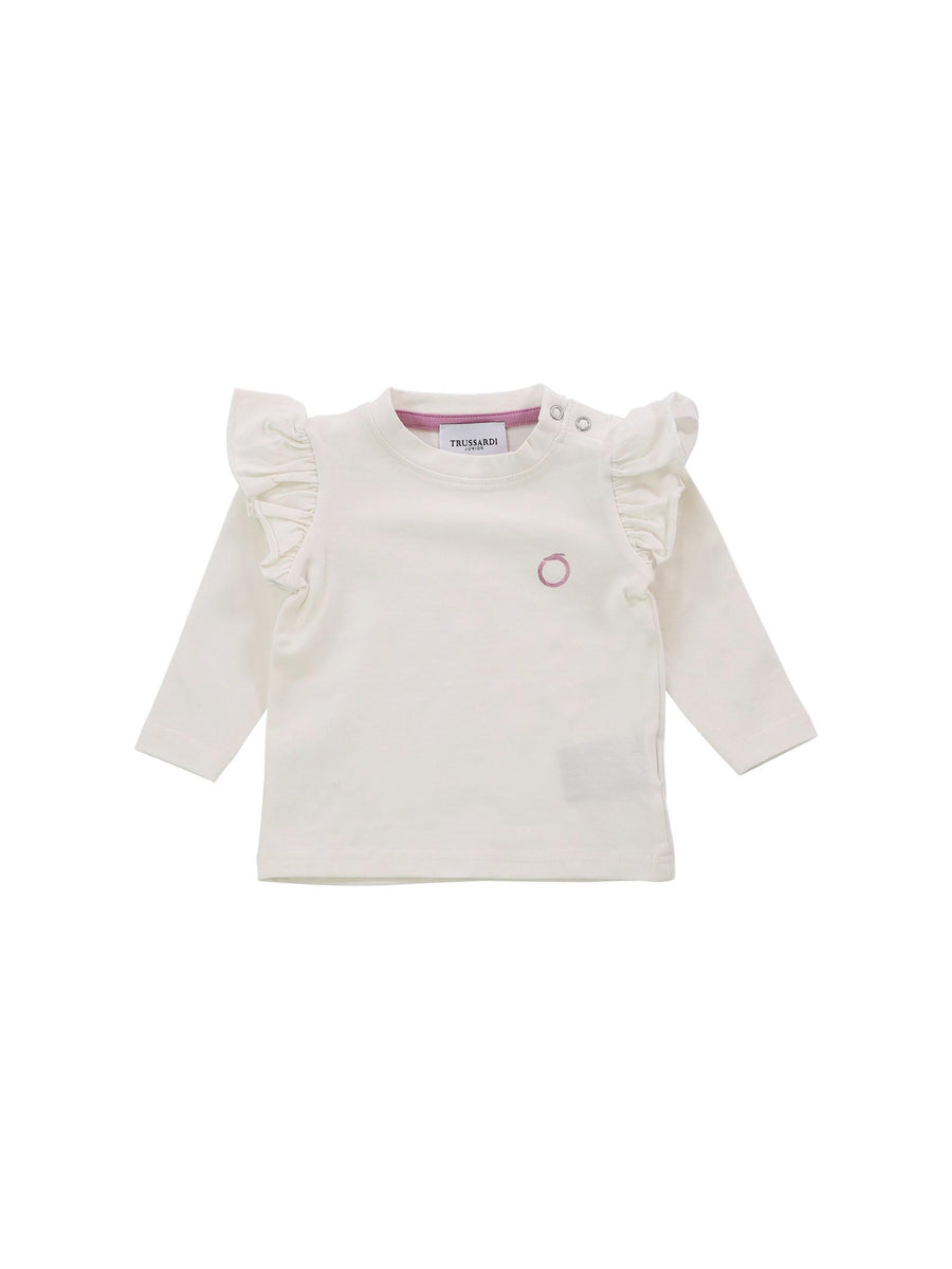 T-shirt bianca con volant TIA23024TS MILK Trussardi 