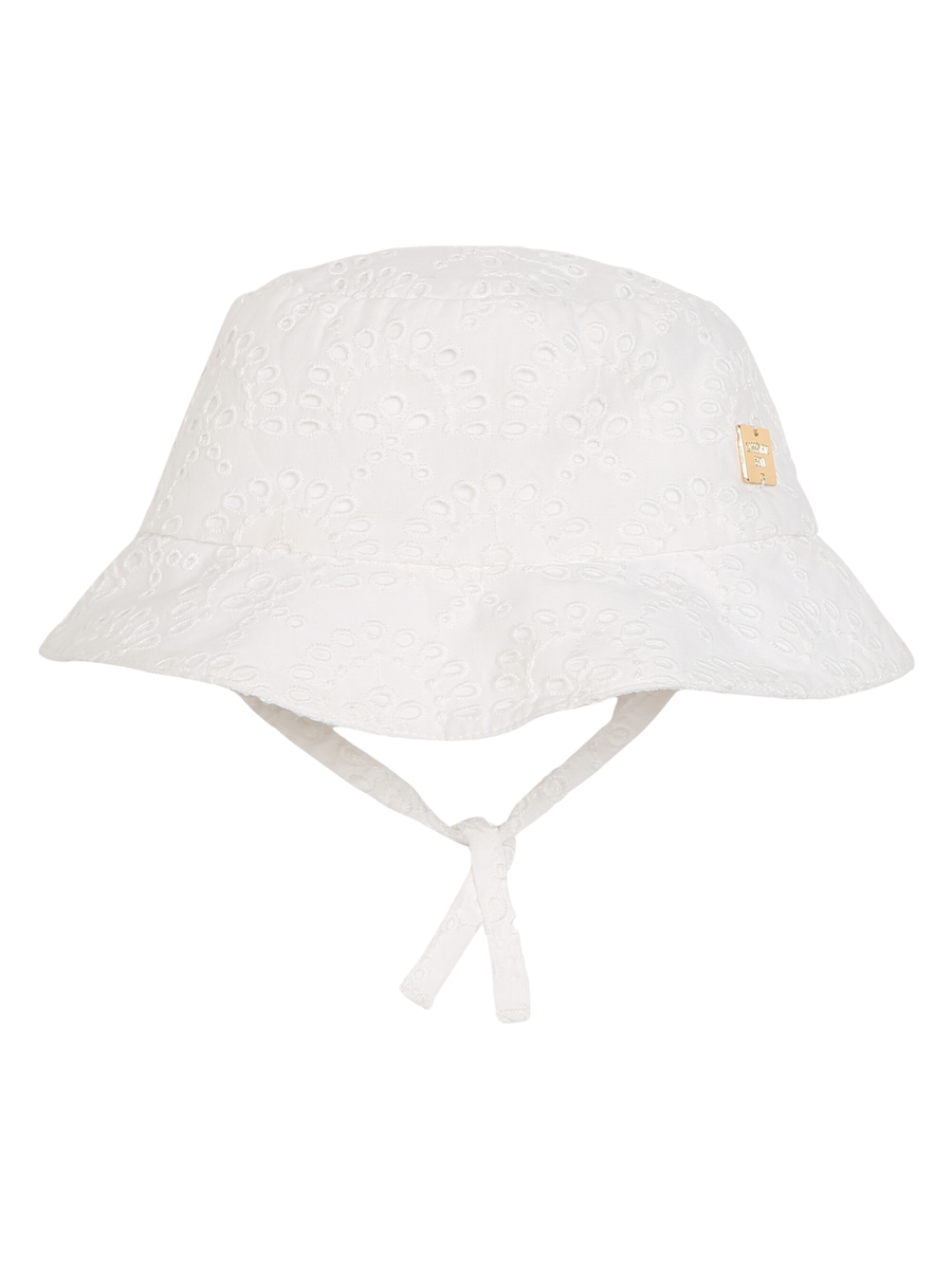 Cappello in pizzo Sangallo bianco con lacci Y30057 10P Carrement Beau 