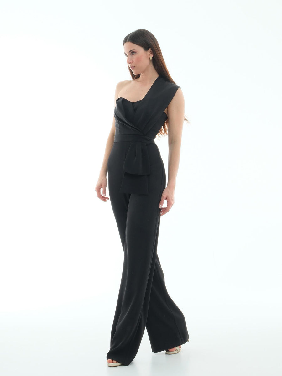 Tuta monospalla Silence Limited nera con dettaglio drappeggio TUF9 BLACK Silence Limited 