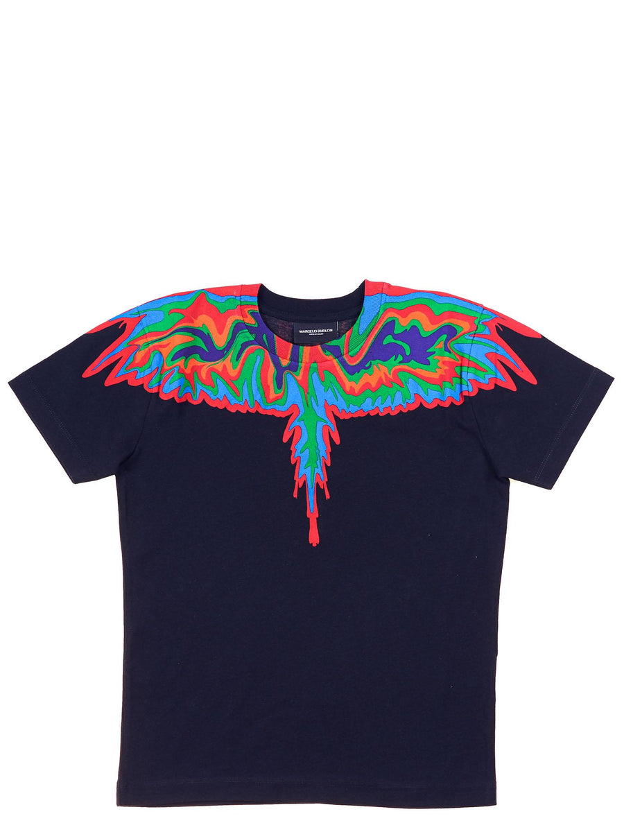 T-shirt nera wings multicolor 1106 B010 Marcelo Burlon 