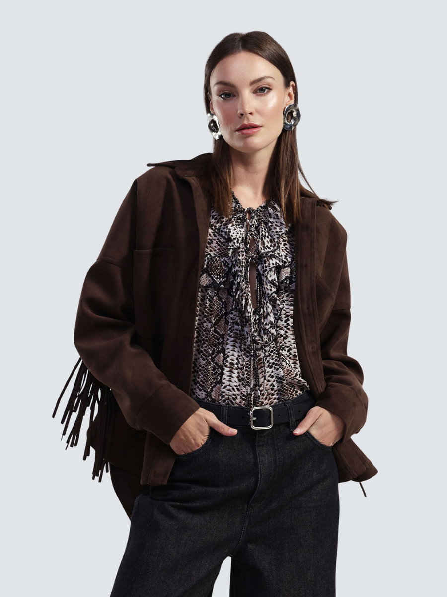 Giubbotto Dixie moro effetto suede con frange JDESKCSA MORO Dixie 