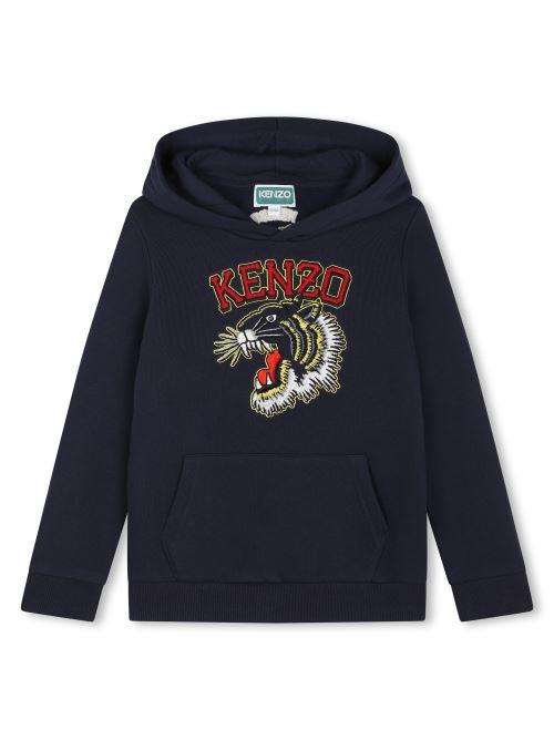 Felpa con cappuccio Kenzo blu con logo frontale a contrasto K60767 84A Kenzo 