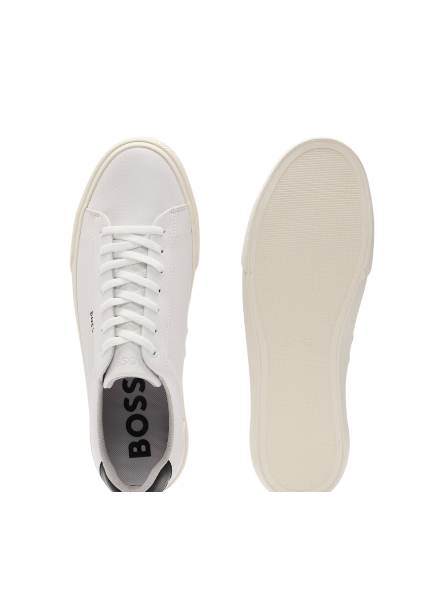 Sneakers Boss bianche in similpelle con tallone a contrasto 50542114 121 Boss 