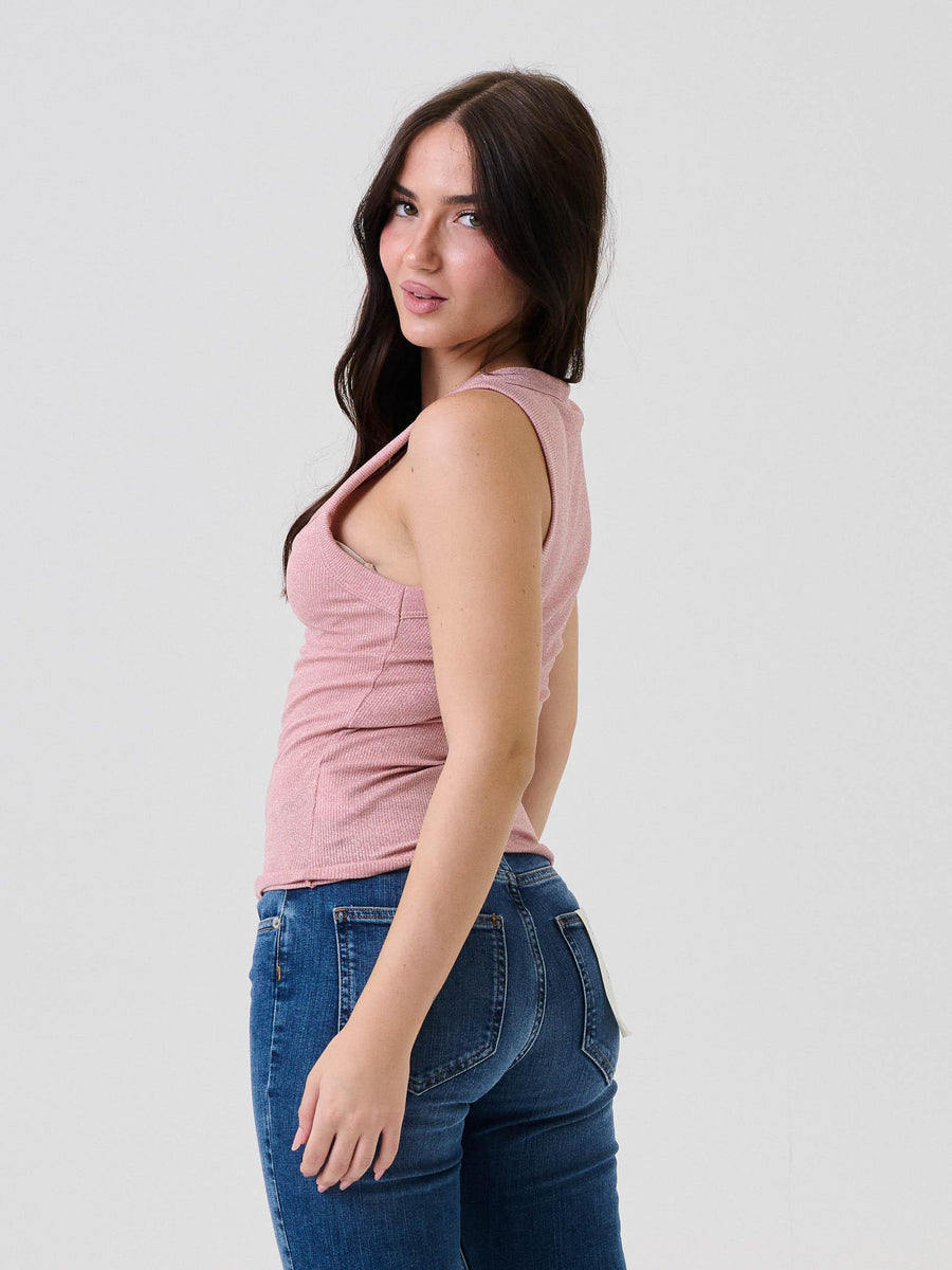 Canotta lurex Vicolo rosa a costine UF0060 ROSA Vicolo 