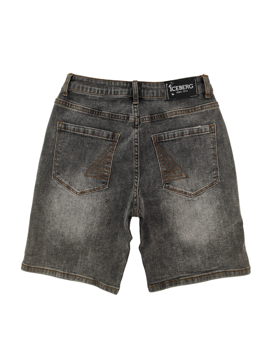 Bermuda in denim Iceberg grigio con logo arancione BMICE5104J GRIGIO Iceberg 