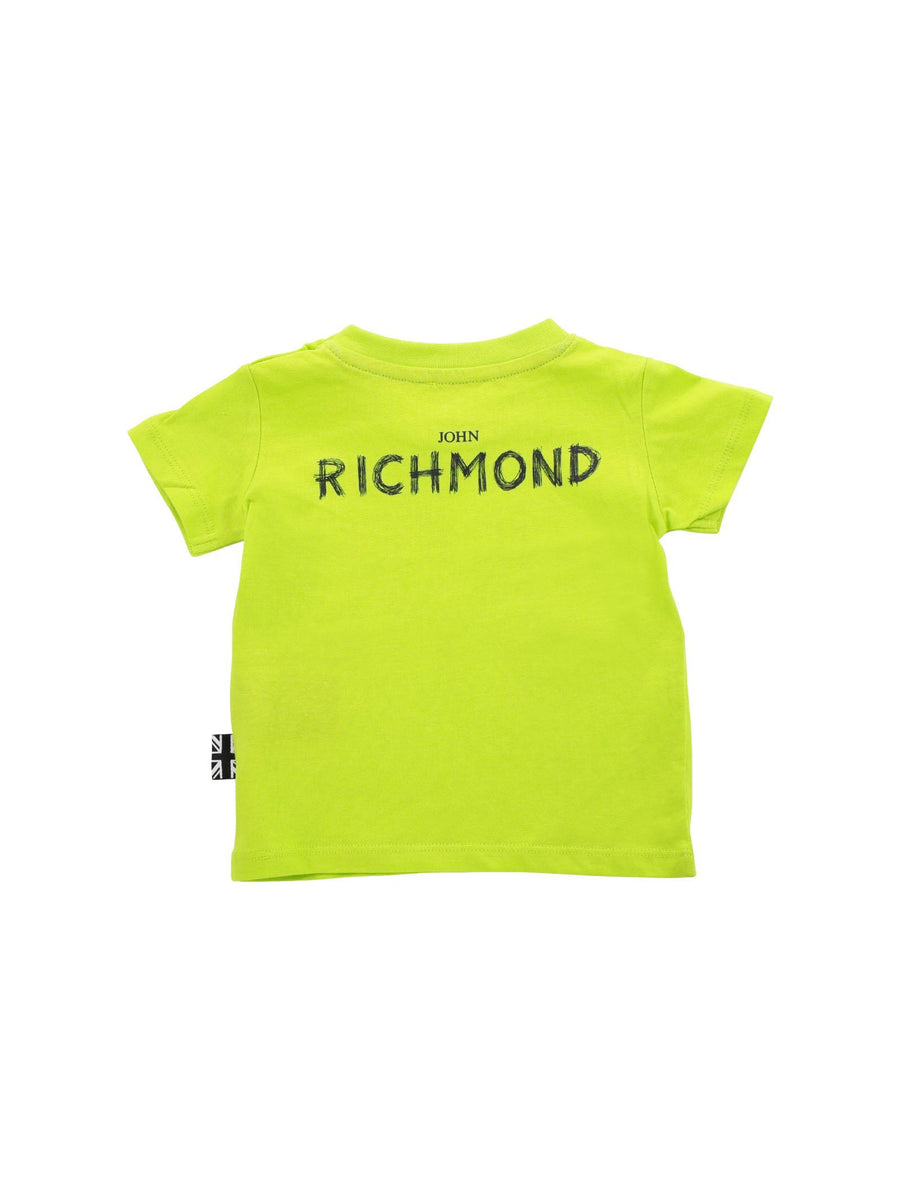 T-shirt verde lime con logo nero effetto pennarello RIP24094TS LIME John Richmond 
