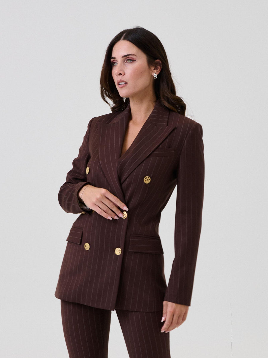 Giacca doppiopetto Silence Limited marrone a righe SD5065 BROWN Silence Limited 