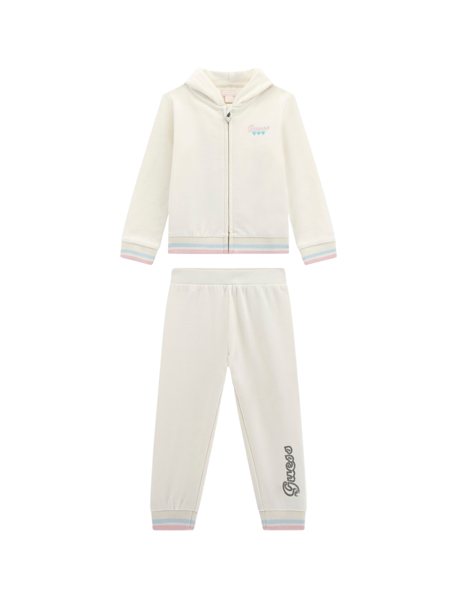 Completo felpa e pantalone Guess panna con dettagli arcobaleno e strass K5YG00KA6R4 G012 Guess 