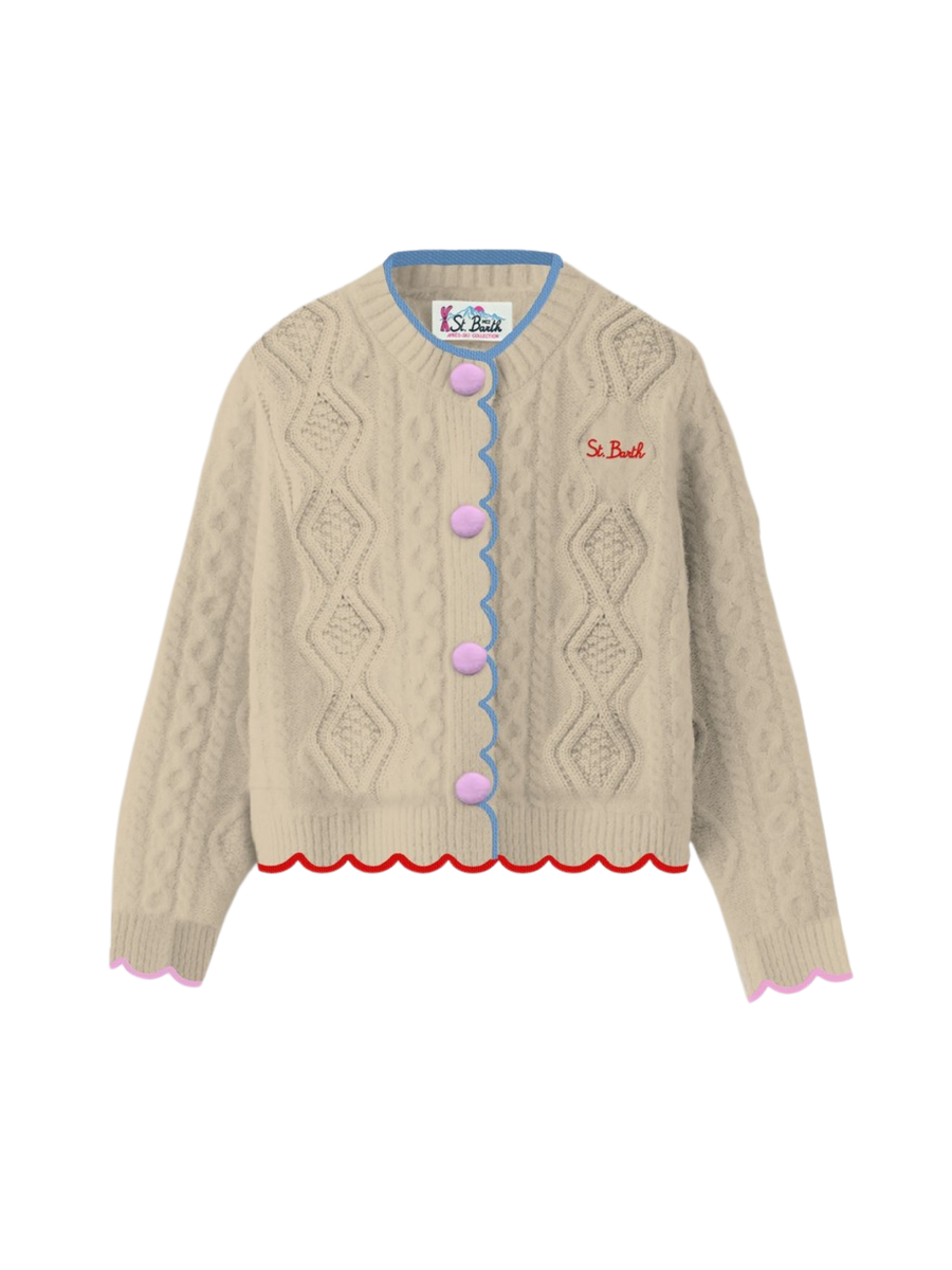 Cardigan "aran wavy" Saint Barth beige MLE002 00599G MC2 SAINT BARTH 