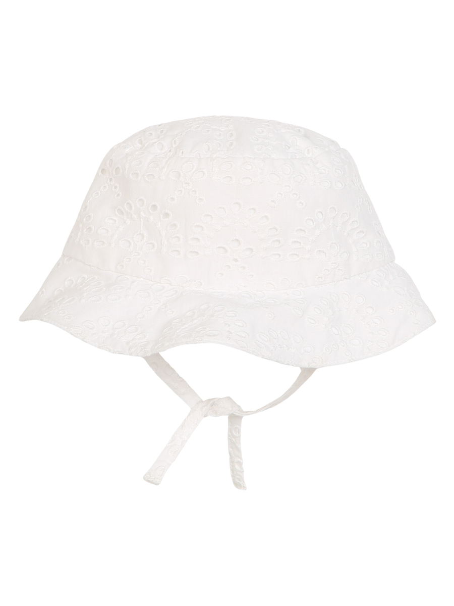 Cappello in pizzo Sangallo bianco con lacci Y30057 10P Carrement Beau 