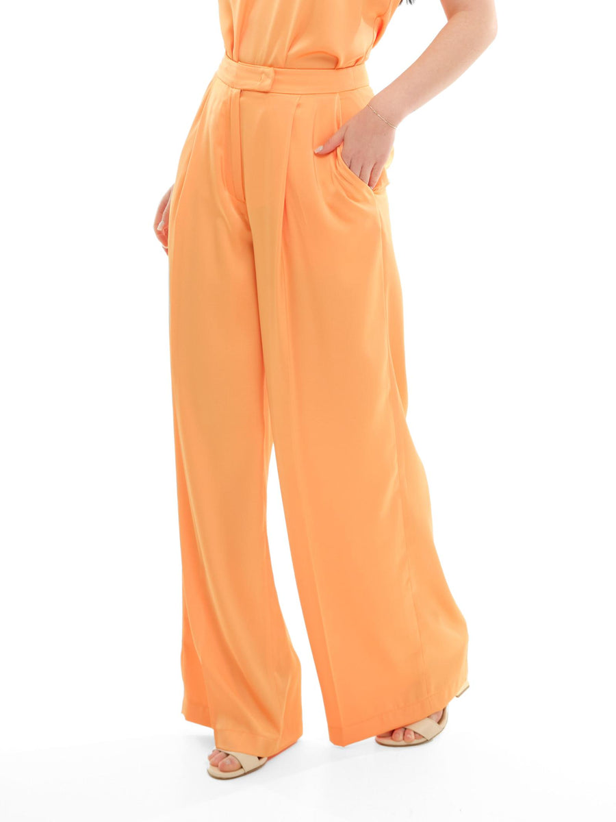 Pantalone a palazzo Silence Limited arancione satinato PA295 APRICOT Silence Limited 