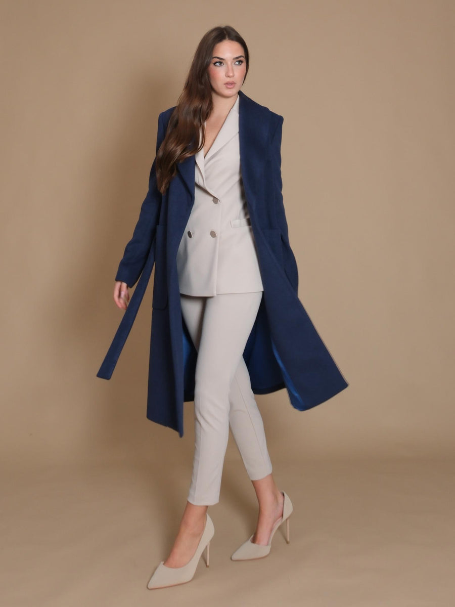 Cappotto Armoire a vestaglia con rever sciallato e tasconi blu CP231 BLU Armoire 