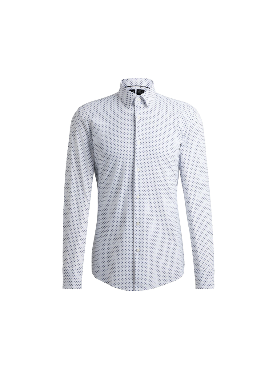 Camicia slim fit elasticizzata bianca con micro fantasia 50513421 100 Boss 