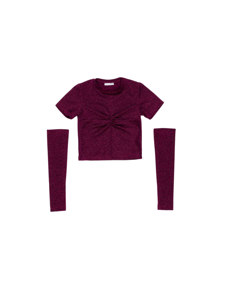 Top con manicotti glitterati Lulù Miss Grant bordeaux LL3842 BORDEAUX Lulù by Miss Grant 