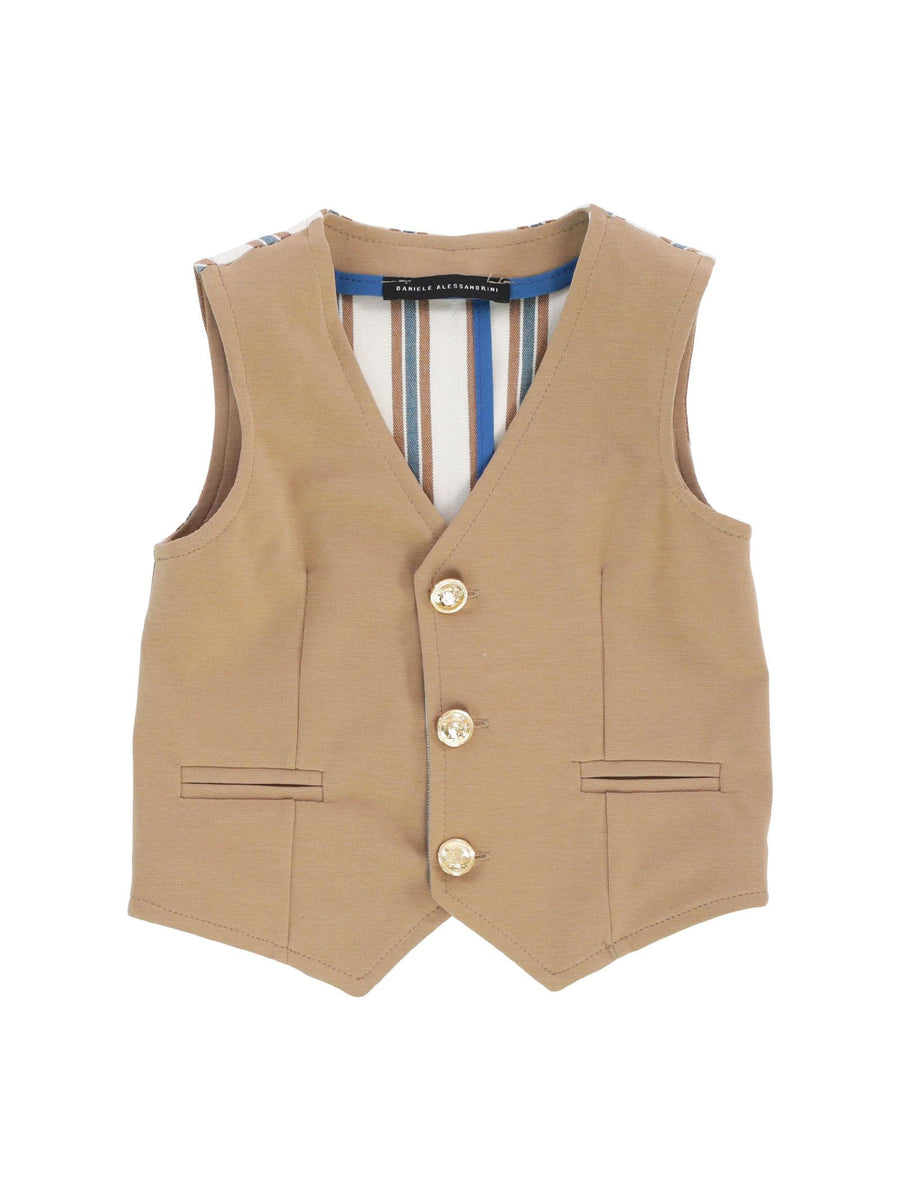 Gilet beige monopetto B0824 CAM/BLU Alessandrini 