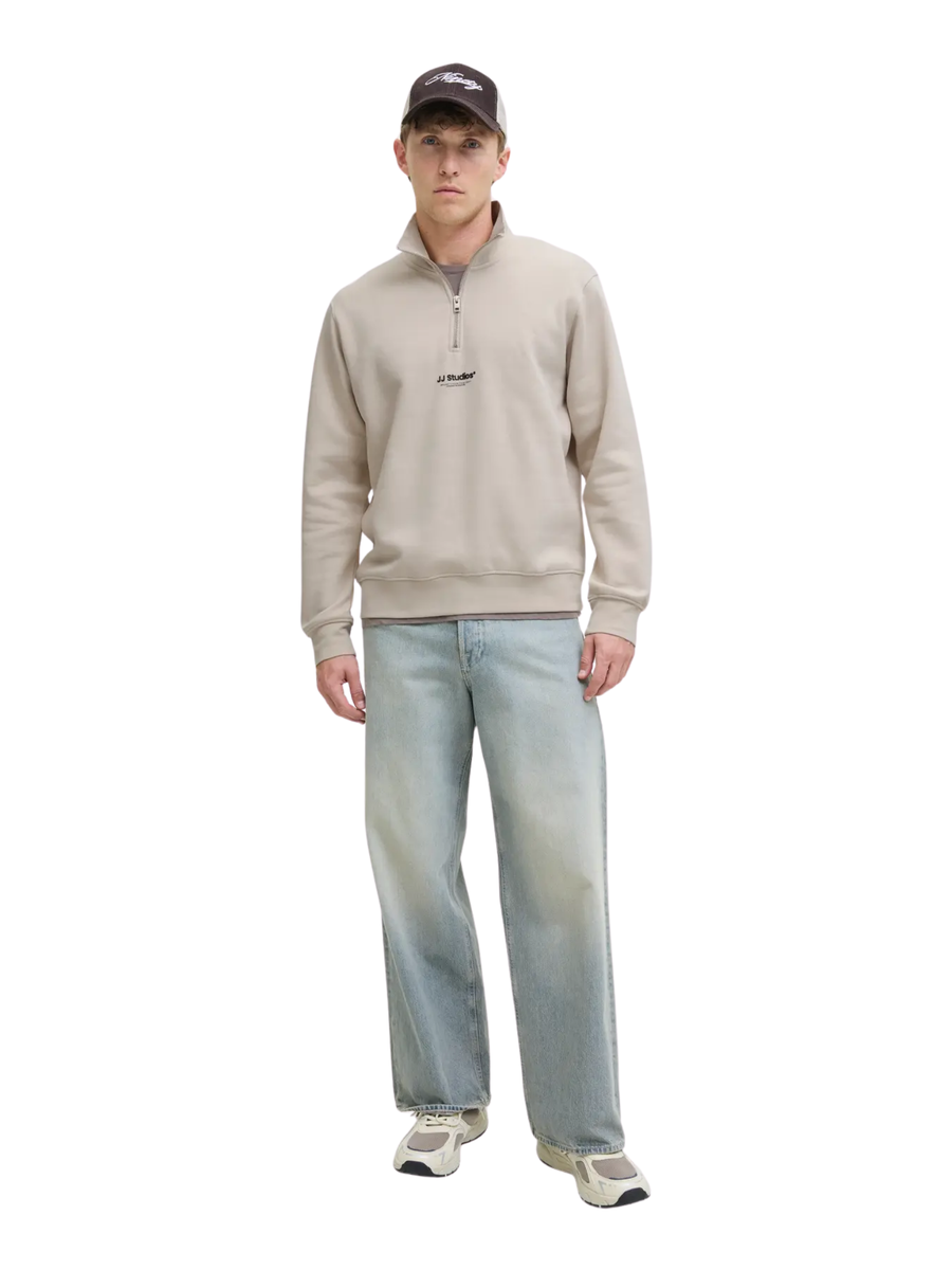 Felpa Jack & Jones beige con mezza zip 12278793 Moonbeam Jack & Jones 