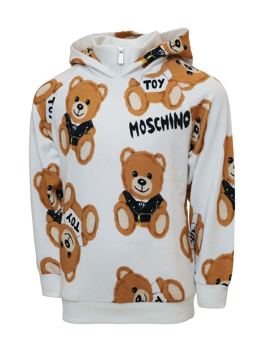 Felpa bianca con teddy all over HUF067LDB1A 82580 Moschino 
