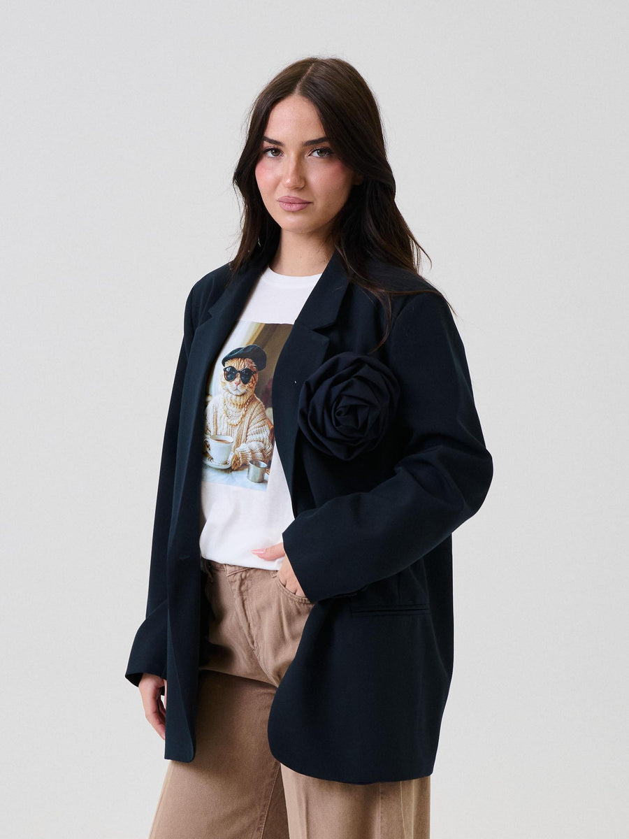 Blazer monopetto Vicolo blu con maxi fiocco removibile TF0372 BLU Vicolo 