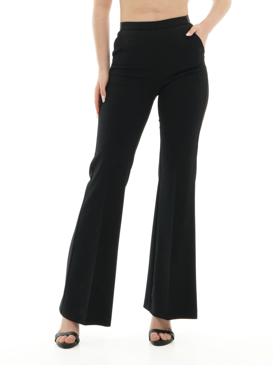 Pantalone a vita alta Imperial nero a zampa con dettagli in raso P3E9JAW NERO Imperial 