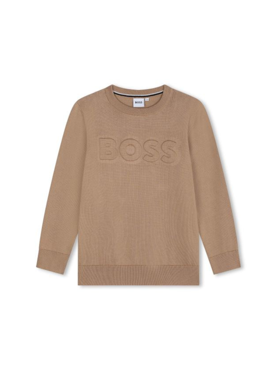Pullover Boss color biscotto con logo tono su tono J51172 269 Boss 