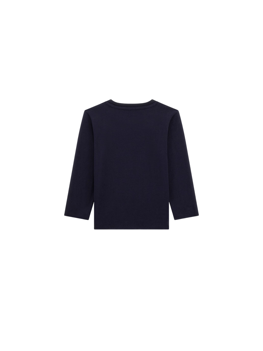 T-Shirt a maniche lunghe Guess blu navy con stampa orsetto e logo N5YI23K8HM4 G7V2 Guess 