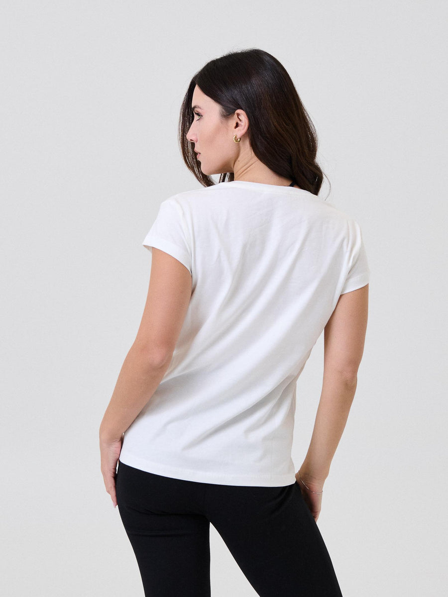 T-Shirt Vicolo bianca con stampa logo fantasia in pizzo RF0443 UNI Vicolo 