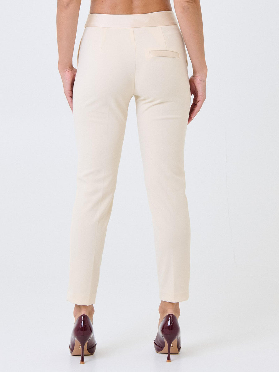 Pantalone slim Imperial beige gesso con fascia in raso in vita PVN2KAW GESSO Imperial 