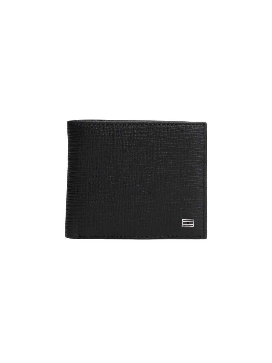 Portafogli bifold Tommy Hilfiger nero in pelle con bandierina AM0AM13709 BDS Tommy Hilfiger 