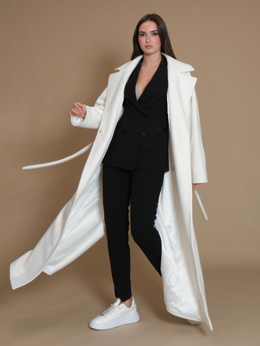 Cappotto Armoire lungo a vestaglia con tasconi panna CP230 PANNA Armoire 