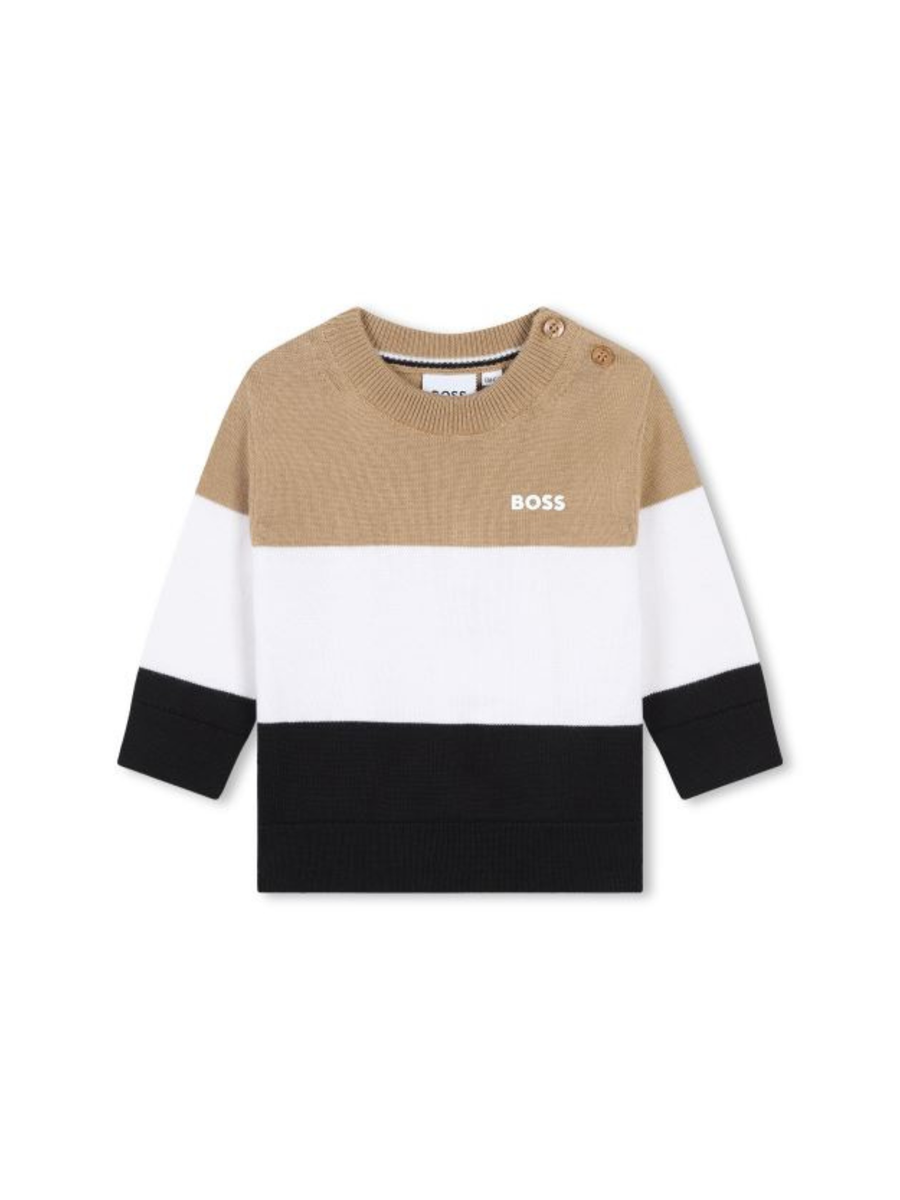 Maglia Boss a tre bande beige bianco e nero J51288 269 Boss 